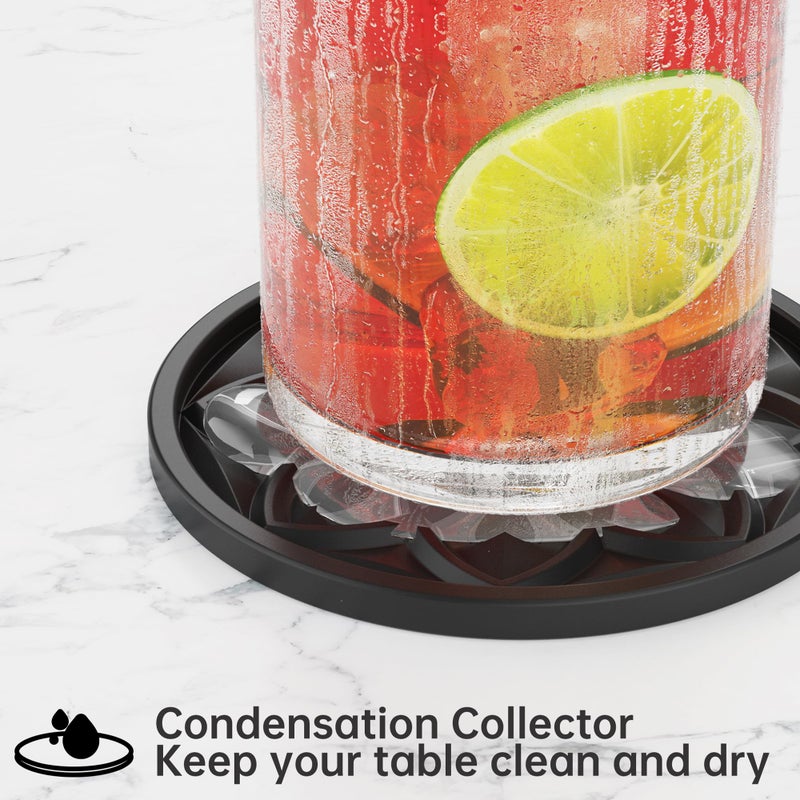 HFHOME Drink Coasters Set of 6 Packs with Holder, HFHOME Round Black BPA Free Silicone with Non-Slip Bottom Fits Any Size Cup Mug or Glasses (Black) - Image 4